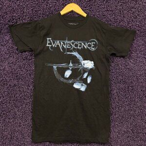 Evanescence Logo Falling Rose Petals Goth Metal T-Shirt M